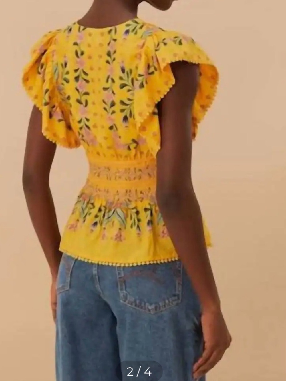 FARM Rio Delicate Flowers Top Yellow NWT - Picture 4 of 5